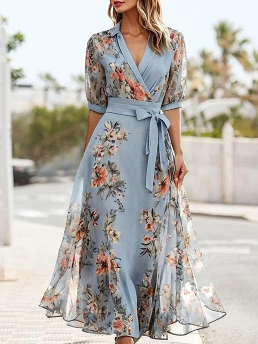 Dahlia | Floral V-Neck Midi Dress