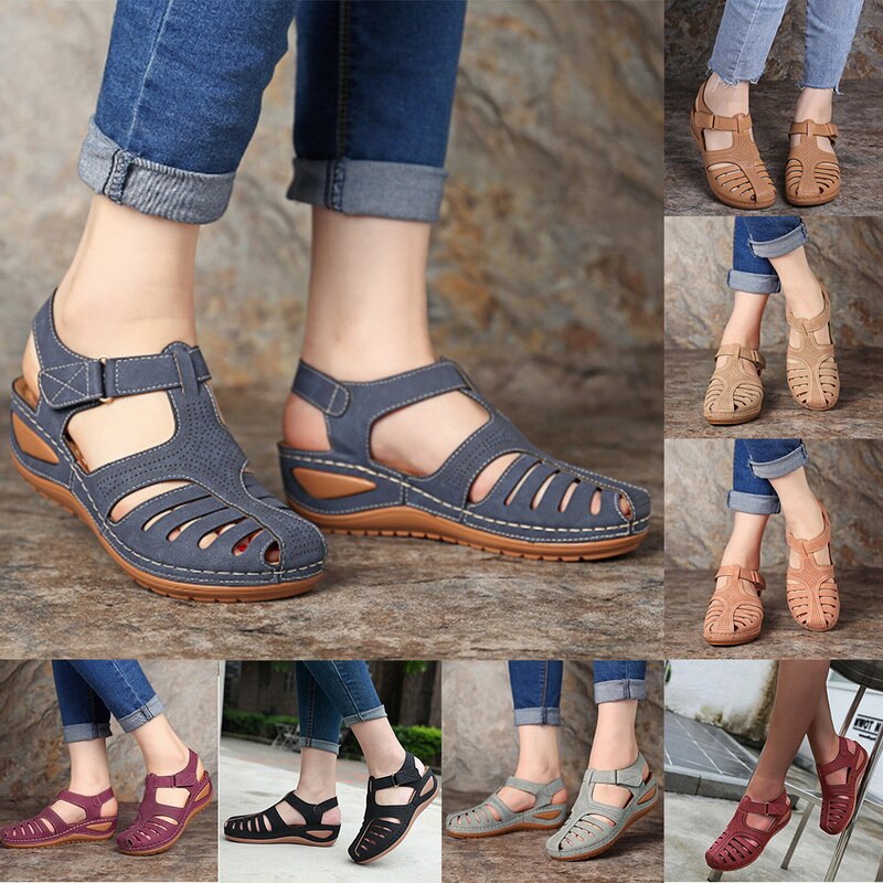 Anne | Leather Retro Orthopedic Sandals