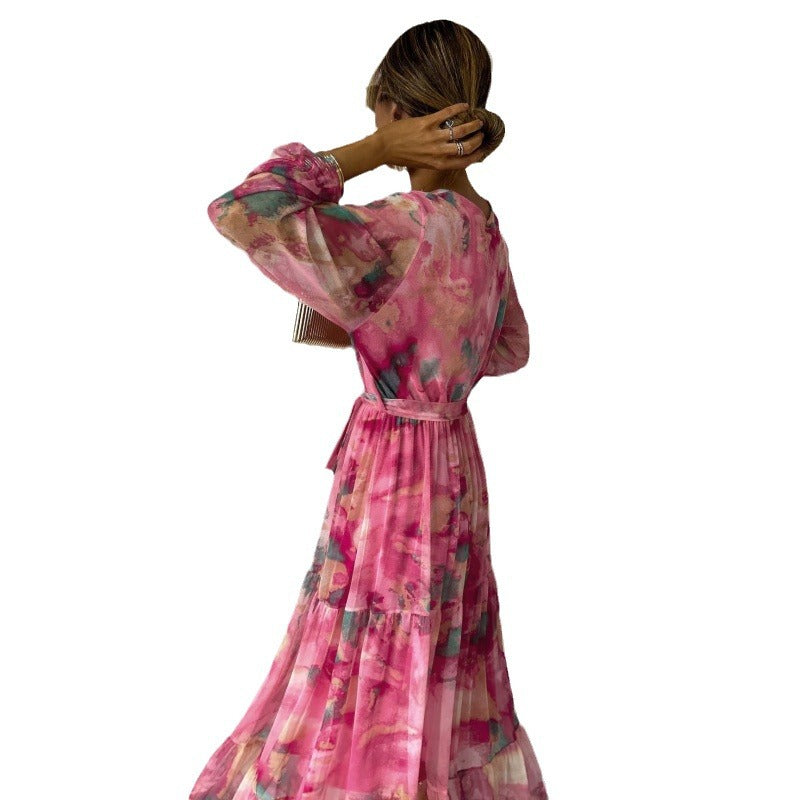 Trinity | Pleated V-Neck Boho Maxi Dress