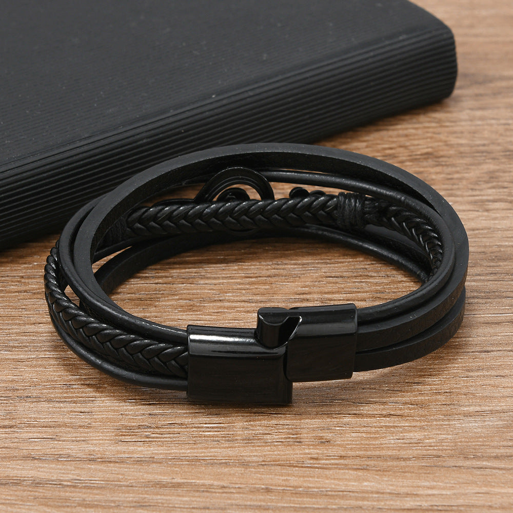 Carter | Leather Bracelet with Music Note Design