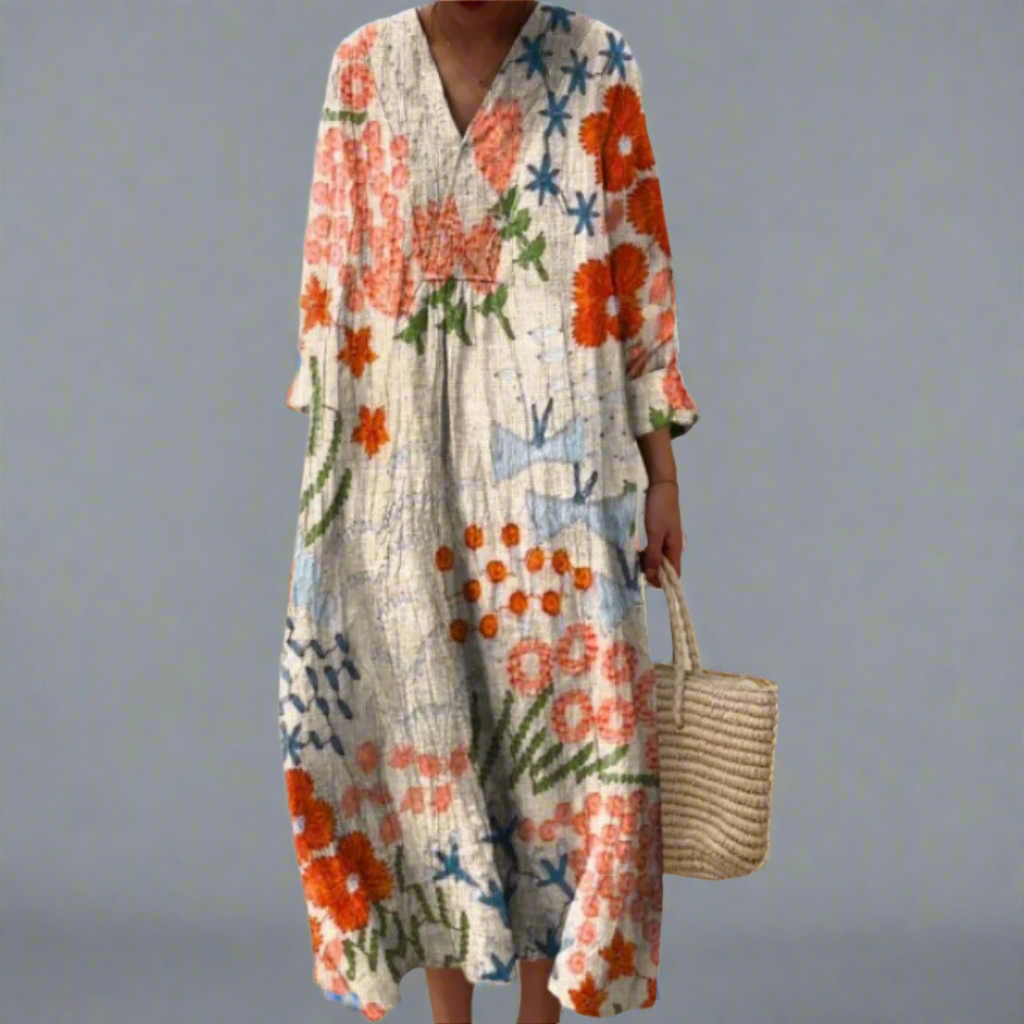 Eloise | Boho Patchwork Midi Dress