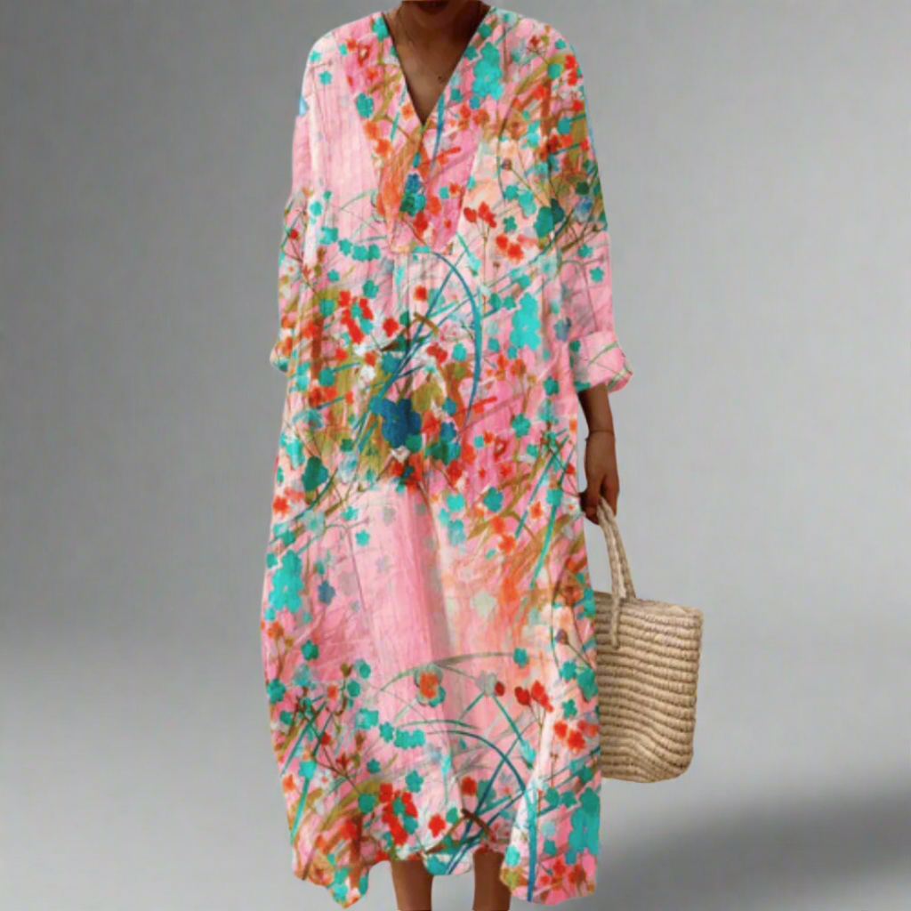 Scarlett | Soft Blush Floral Midi Dress