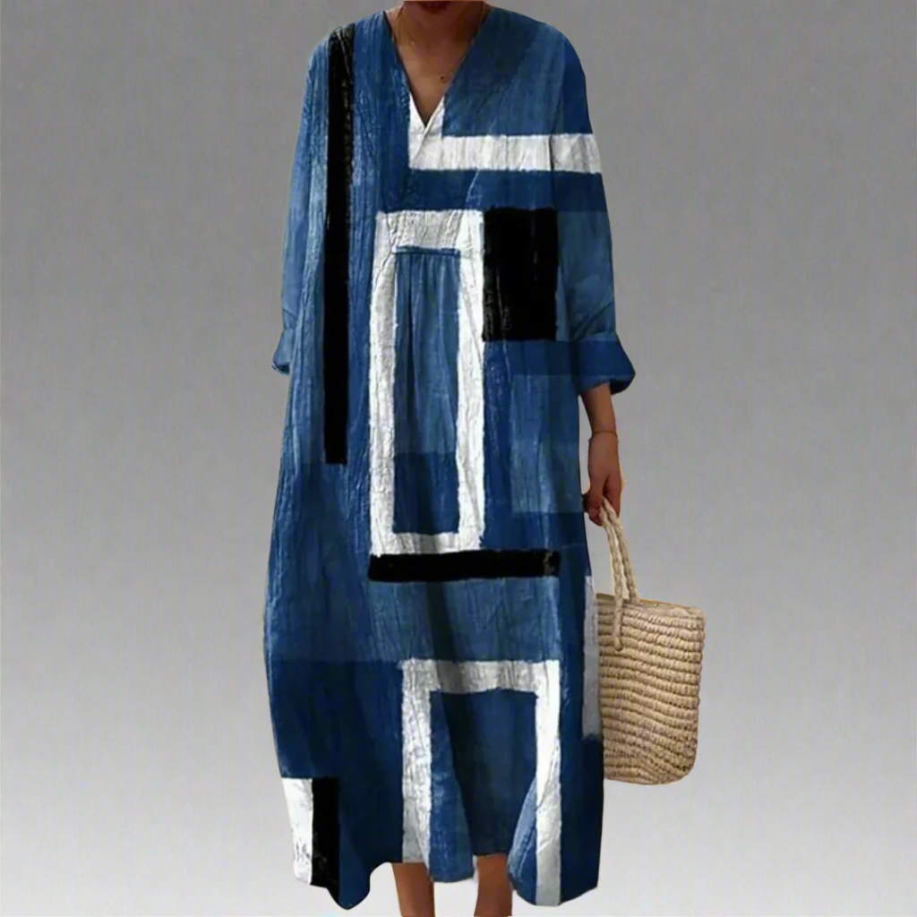 Poppy | Abstract Navy Midi Dress