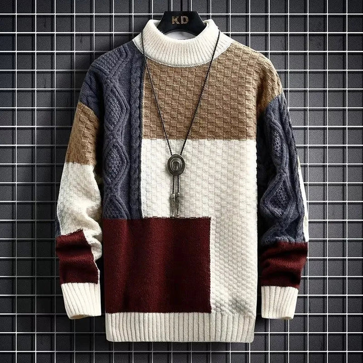 Levi | Color Blocked Cable Knit Turtleneck