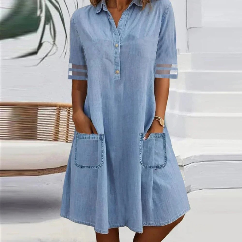 Marigold | Denim Midi Dress with Side Pockets