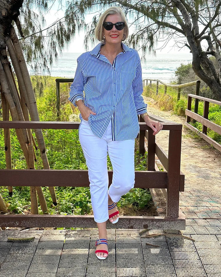 Teagan | Striped Button-Down Shirt with Relaxed Fit