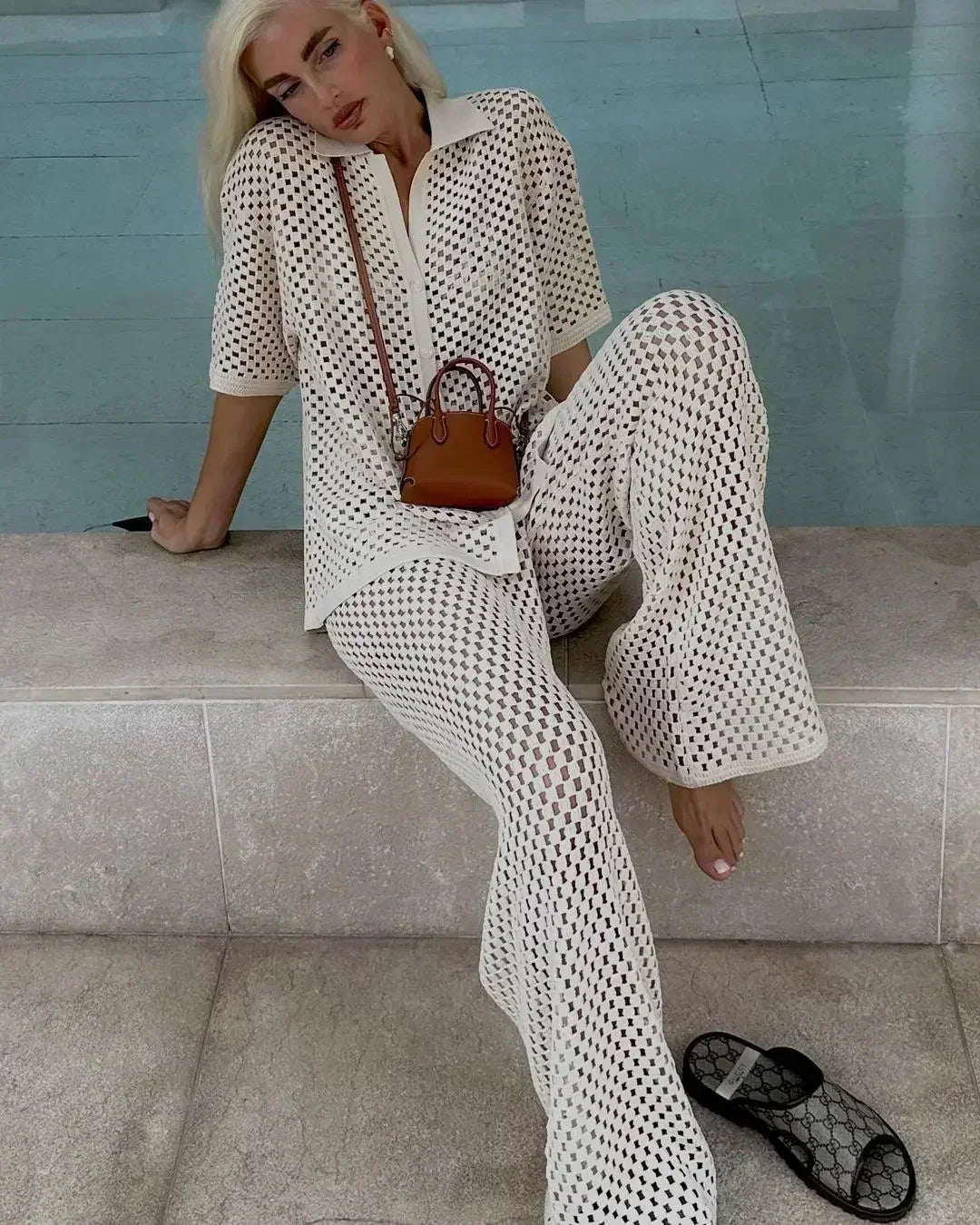 Caelya | Striped Crochet Two-Piece Set