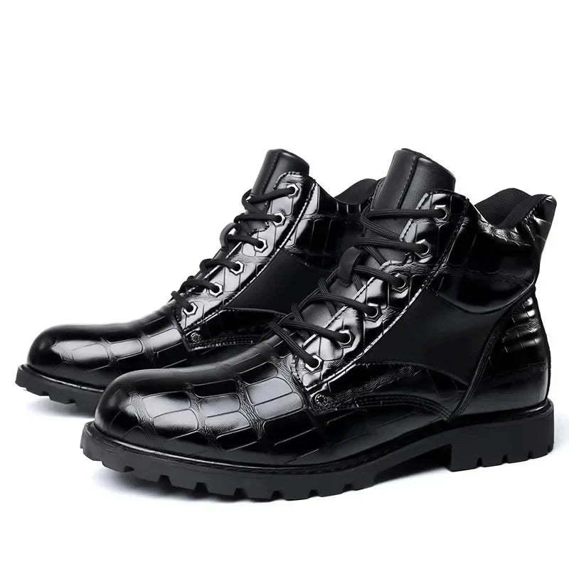 Xavier | Stylish Croco Faux Leather Boots
