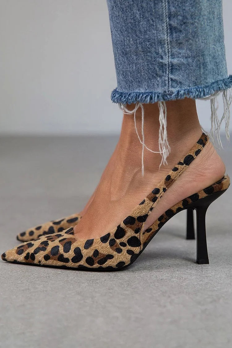 Poppy | Leopard Print Slingback Stiletto Heels