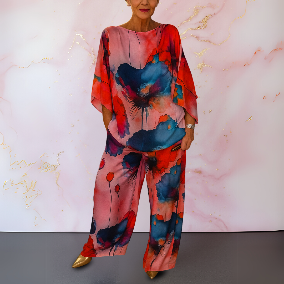 Ximena | Artistic Satin Two-Piece Set