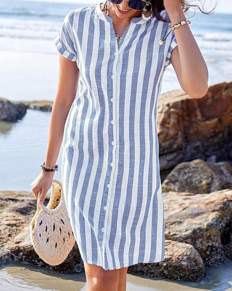 Odalys | Elegant Striped Shirt Dress