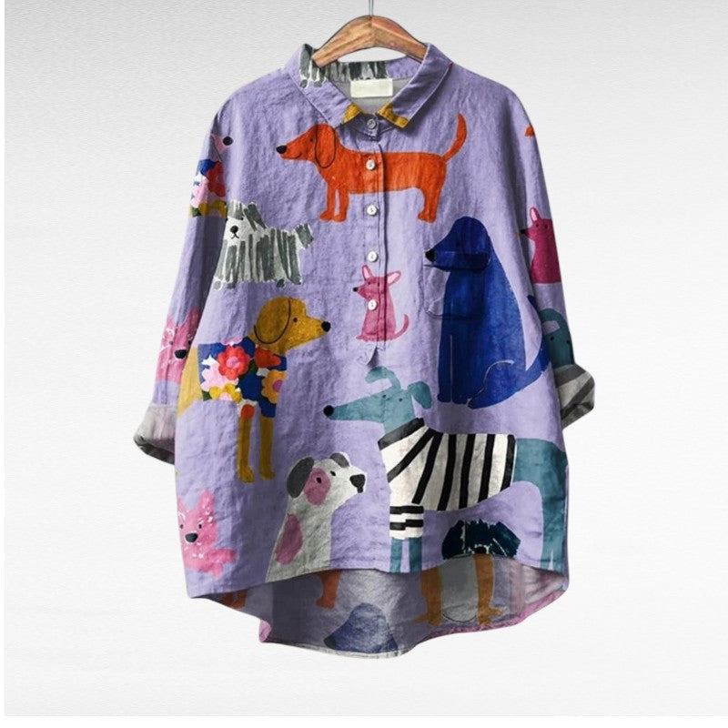 Sienna | Blouse with Dog Print