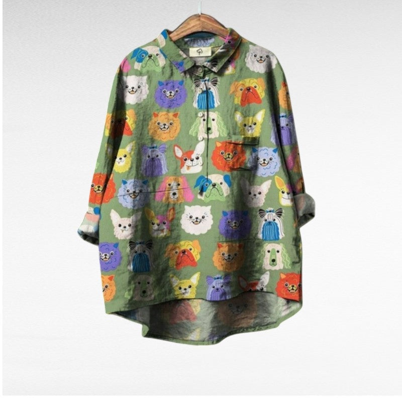 Sienna | Blouse with Dog Print