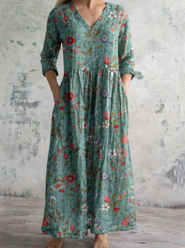 Elara | Vintage Floral Print Dress