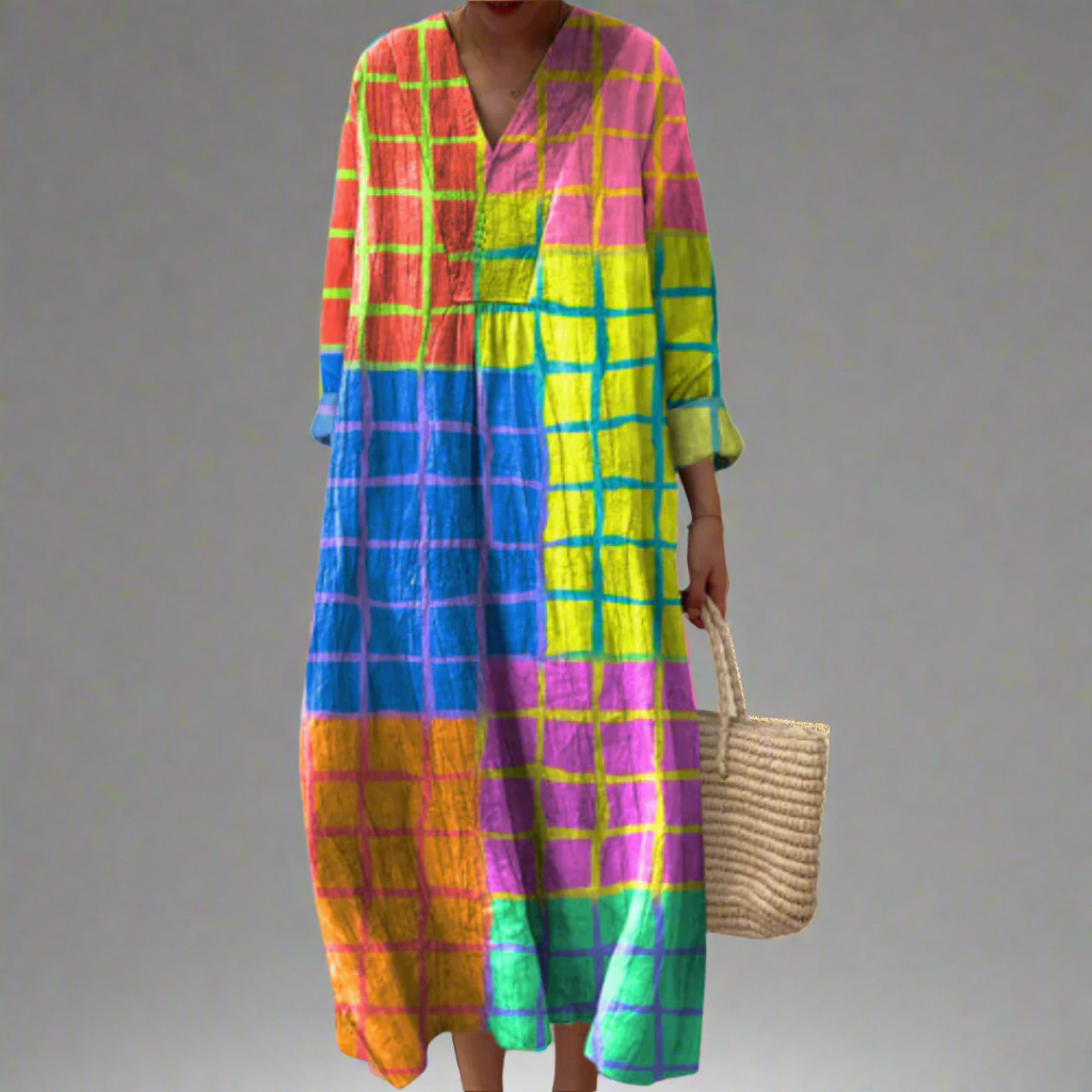 Matilda | Vibrant Check Midi Dress