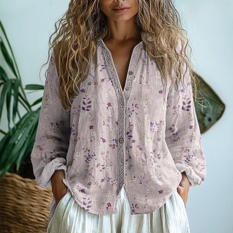 Liv | Bohemian Blouse with Nature Print