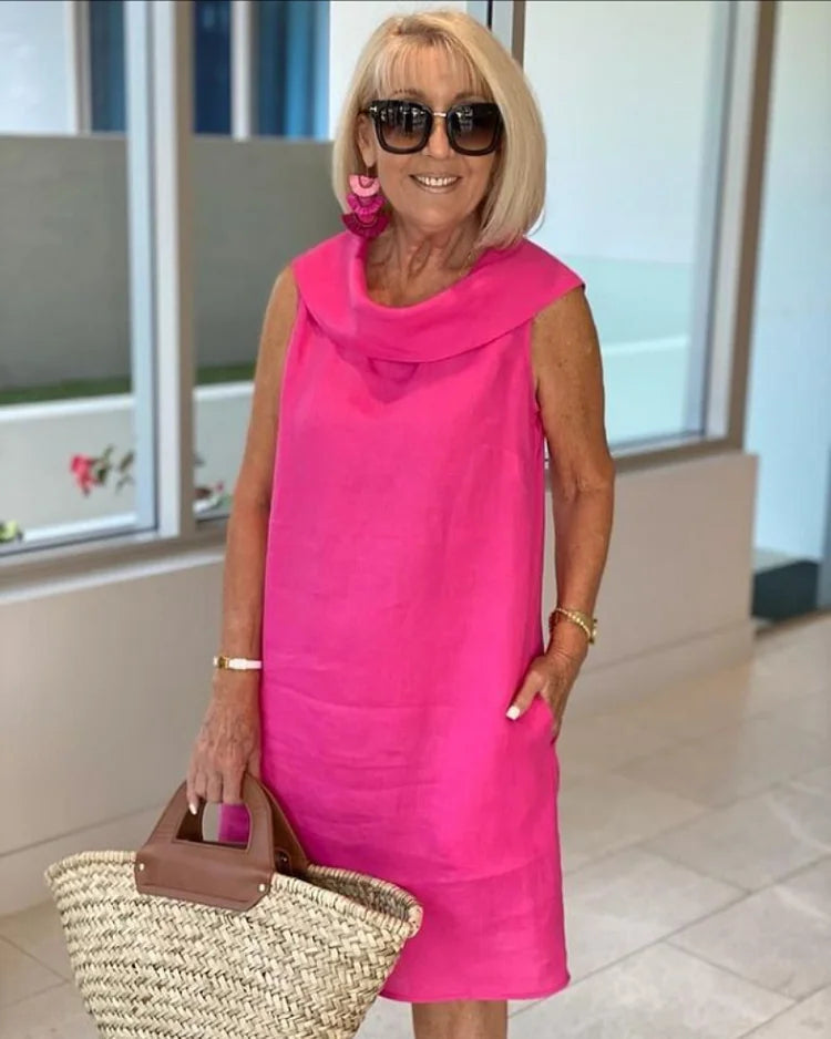 Helena | Sleeveless Shift Dress with Round Neck