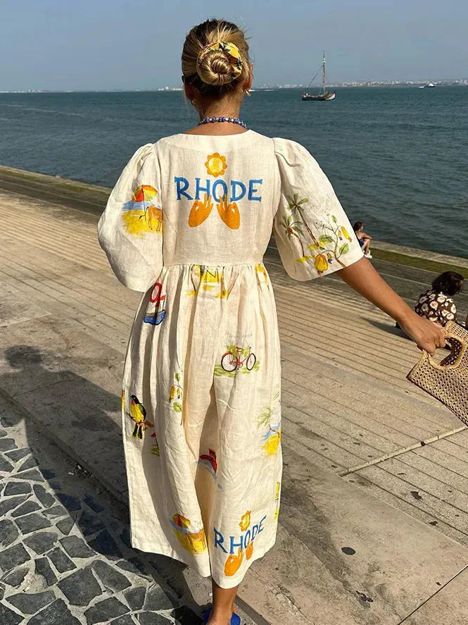 Sara | Stylish Linen Midi Dress